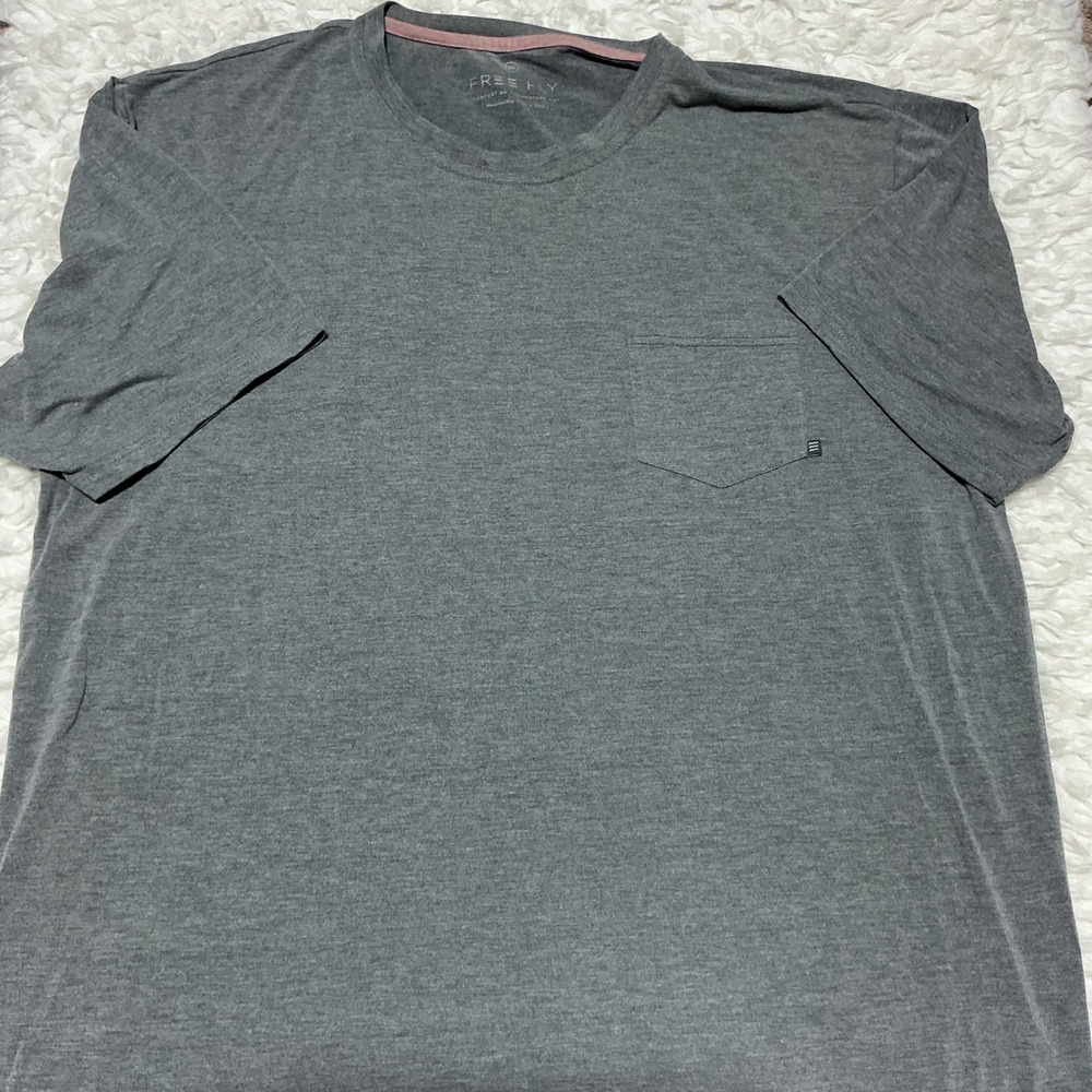 Free Fly Bamboo Heather Gray Pocket Tee Shirt Short Sleeve 3XL Plus Size Basic